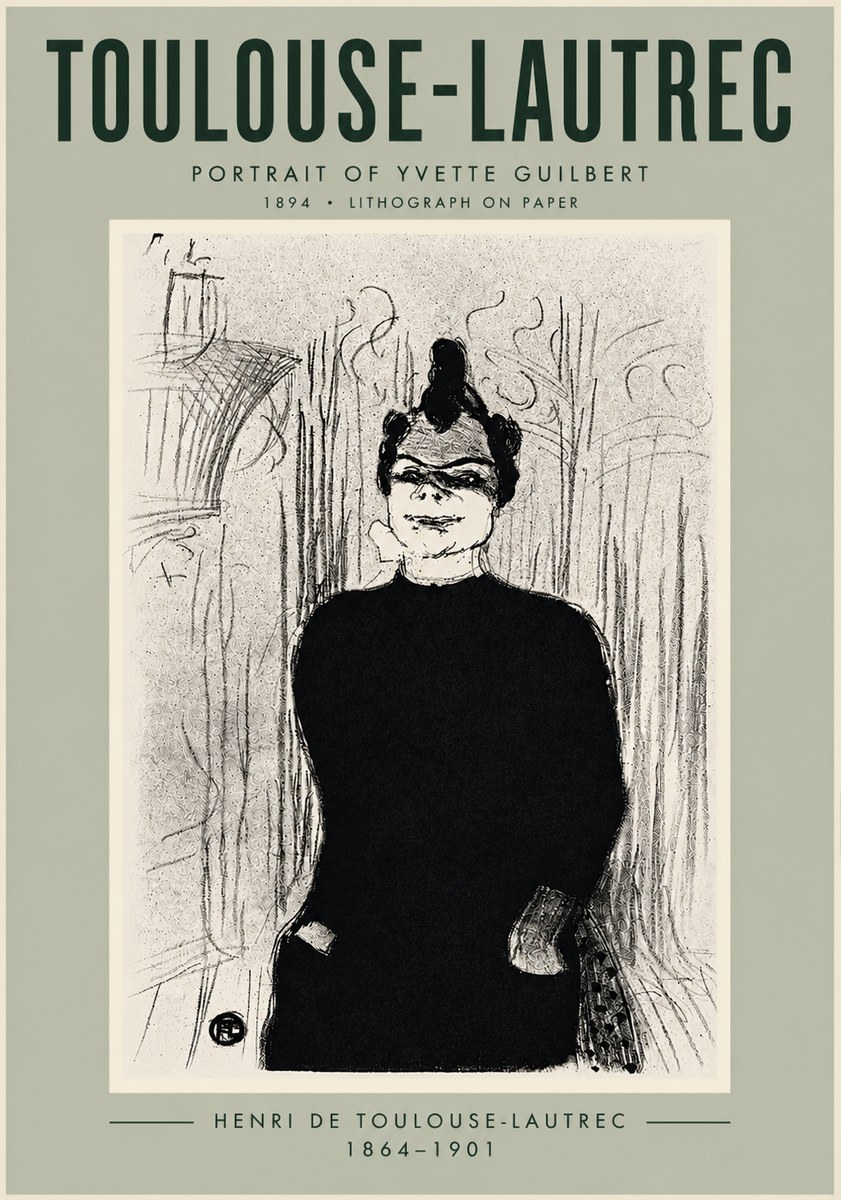 Toulouse-Lautrec Portrait of Yvette Guilbert No6 - Plakát