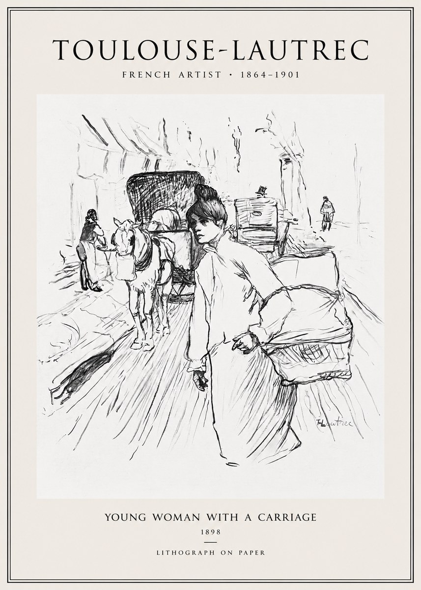 Toulouse-Lautrec Young Woman with a Carriage No1 - Plakát
