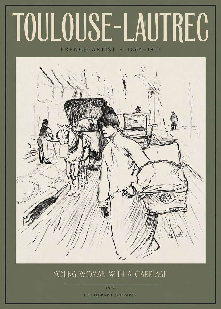 Toulouse-Lautrec Young Woman with a Carriage No2 - Plakát