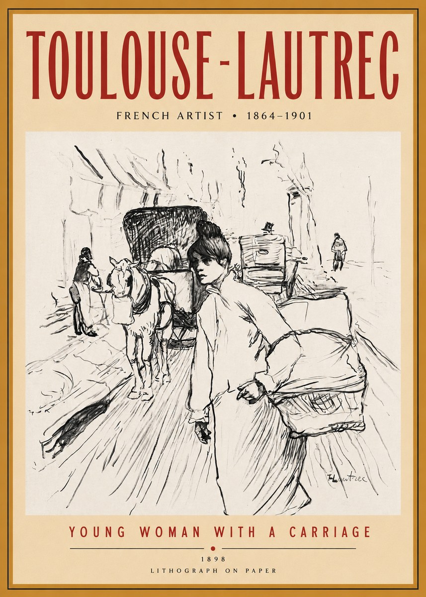 Toulouse-Lautrec Young Woman with a Carriage No3 - Plakát