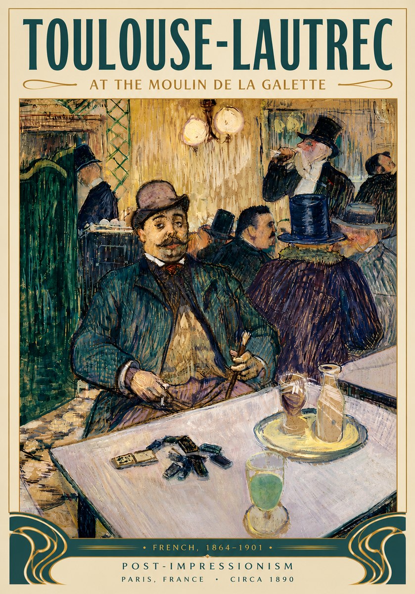 Toulouse-Lautrec At the Moulin De La Galette No5 - Plakát