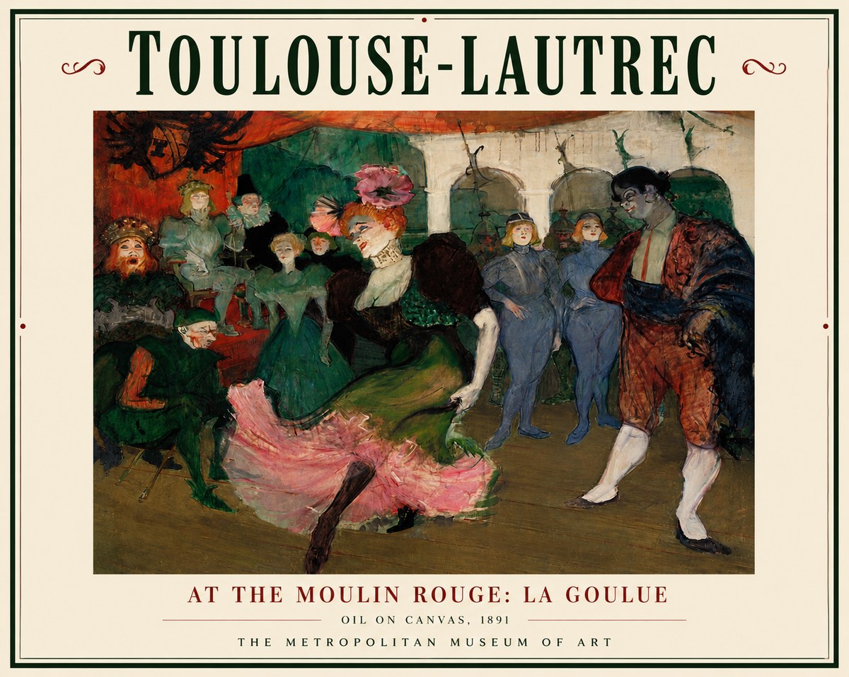 Toulouse-Lautrec At the Moulin Rouge: La Goulue No5 - Plakát