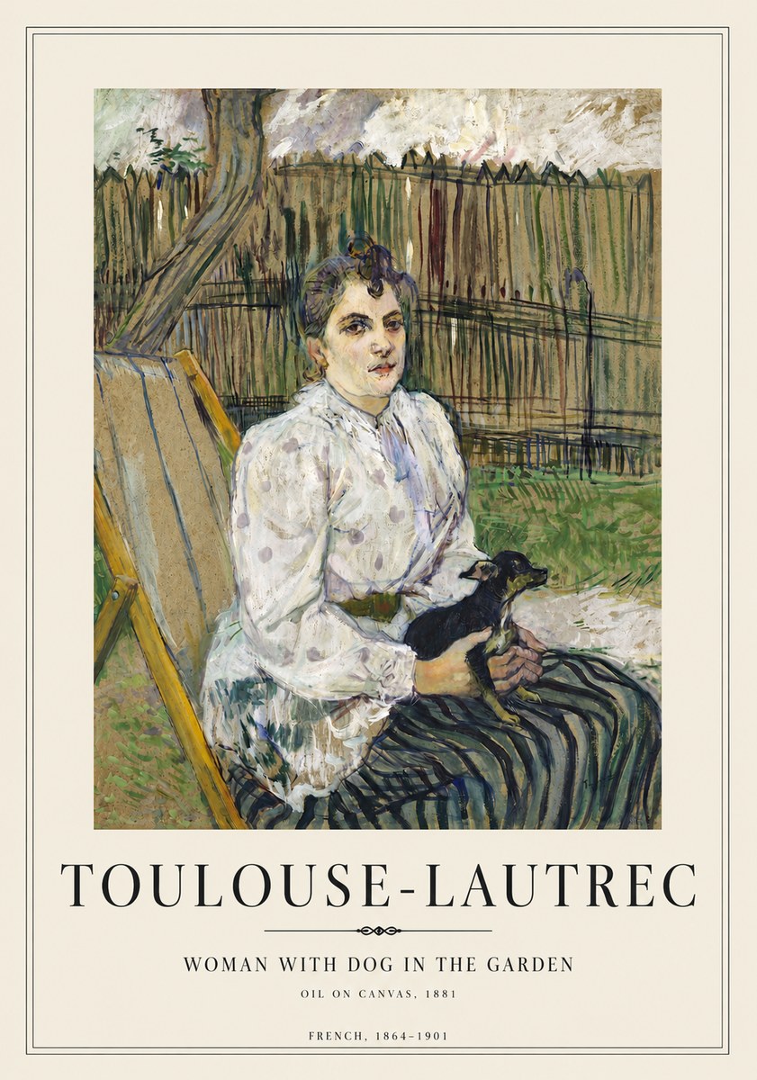 Toulouse-Lautrec Woman with Dog in the Garden No4 - Plakát
