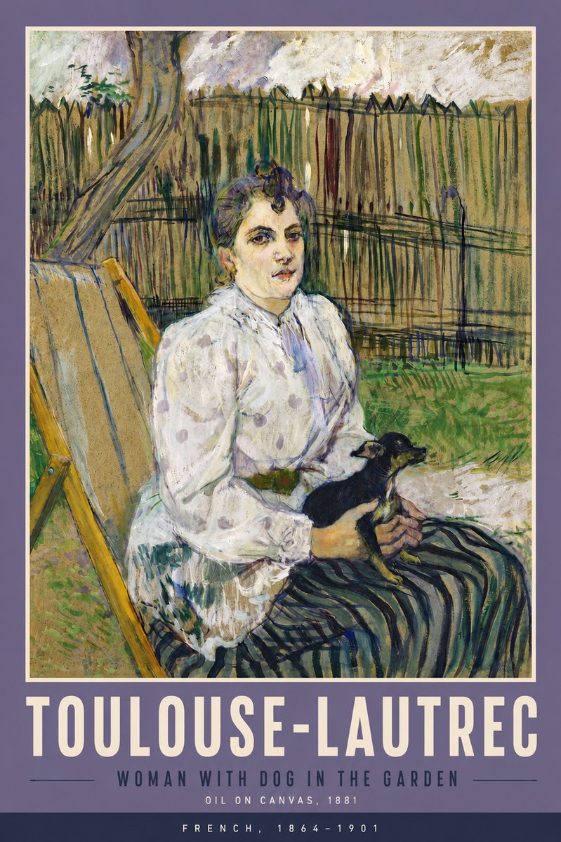 Toulouse-Lautrec Woman with Dog in the Garden No5 - Plakát