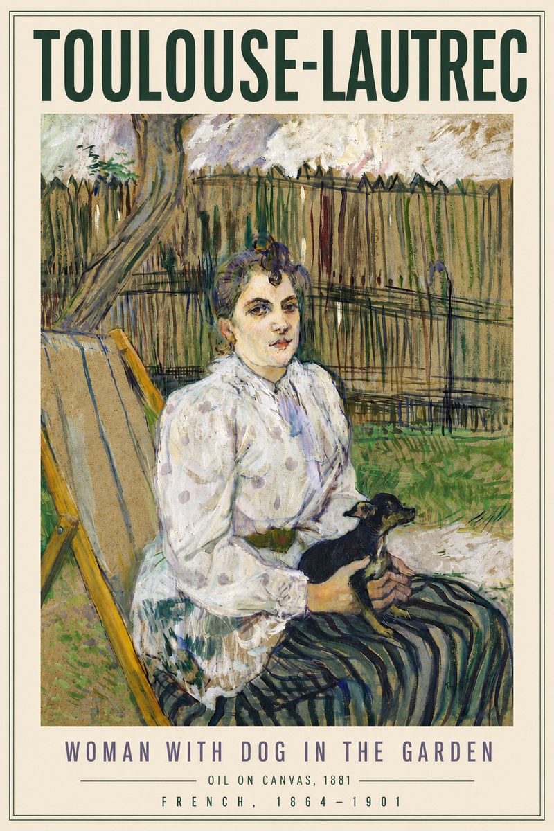 Toulouse-Lautrec Woman with Dog in the Garden No6 - Plakát