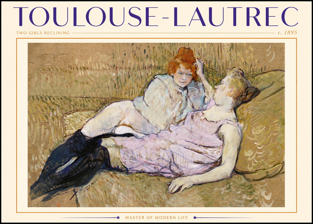 Toulouse-Lautrec Two Girls Reclining No5 - Plakát