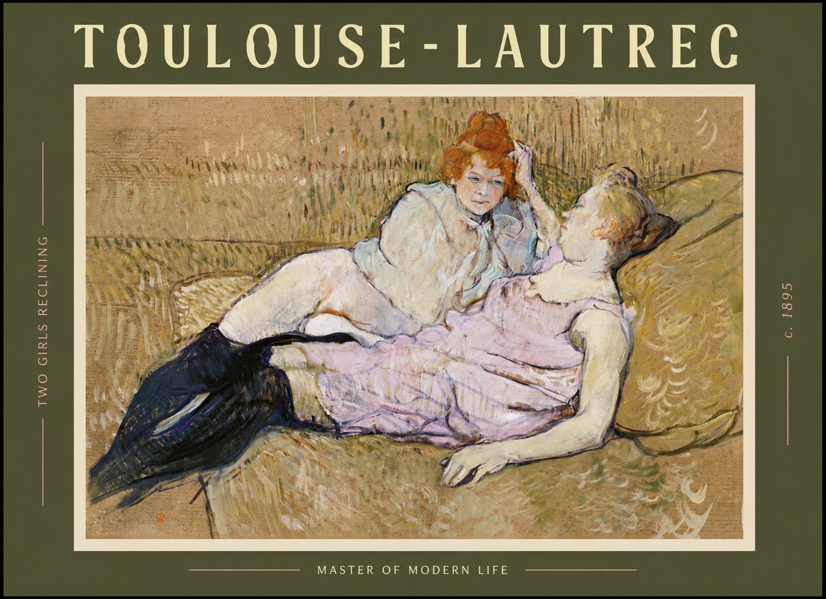 Toulouse-Lautrec Two Girls Reclining No6 - Plakát