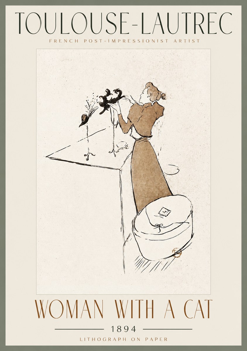 Toulouse-Lautrec Woman with a Cat No2 - Plakát