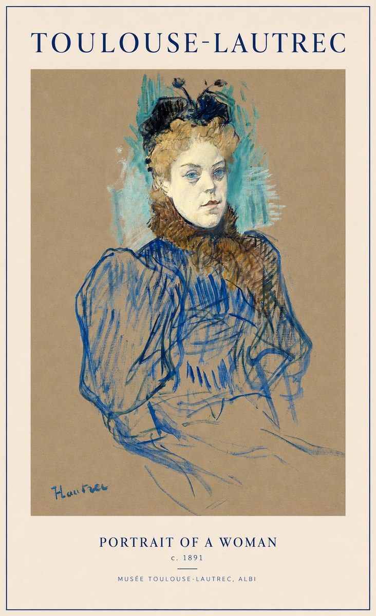 Toulouse-Lautrec Portrait of a Woman II No1 - Plakát