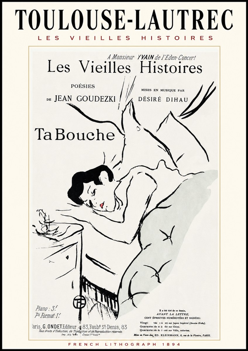 Toulouse-Lautrec Les Vieilles Histoires - Ta Bouche No1 - Plakát