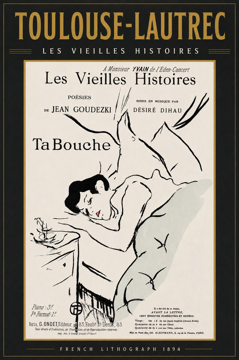 Toulouse-Lautrec Les Vieilles Histoires - Ta Bouche No3 - Plakát