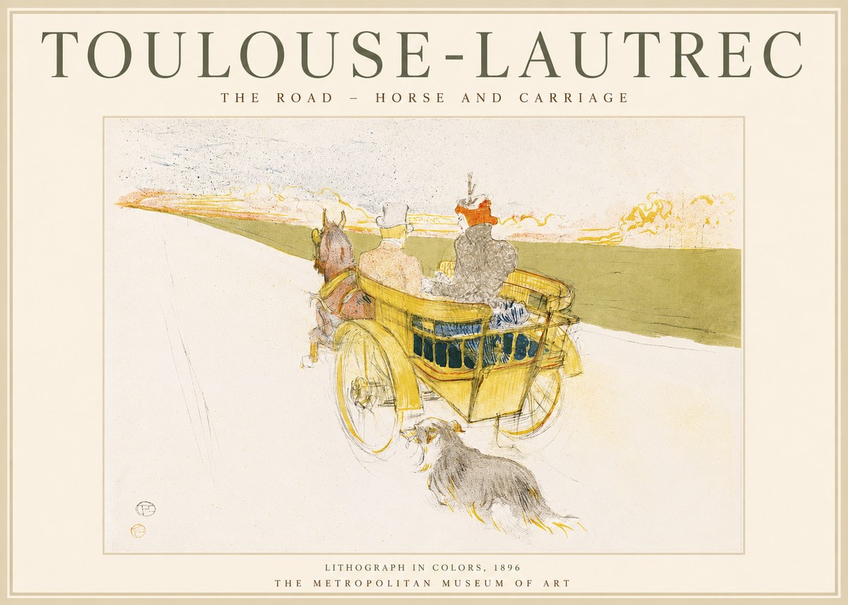 Toulouse-Lautrec The Road - Horse and Carriage No1 - Plakát