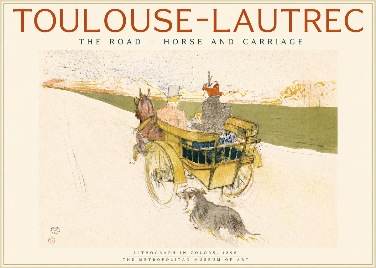 Toulouse-Lautrec The Road - Horse and Carriage No2 - Plakát