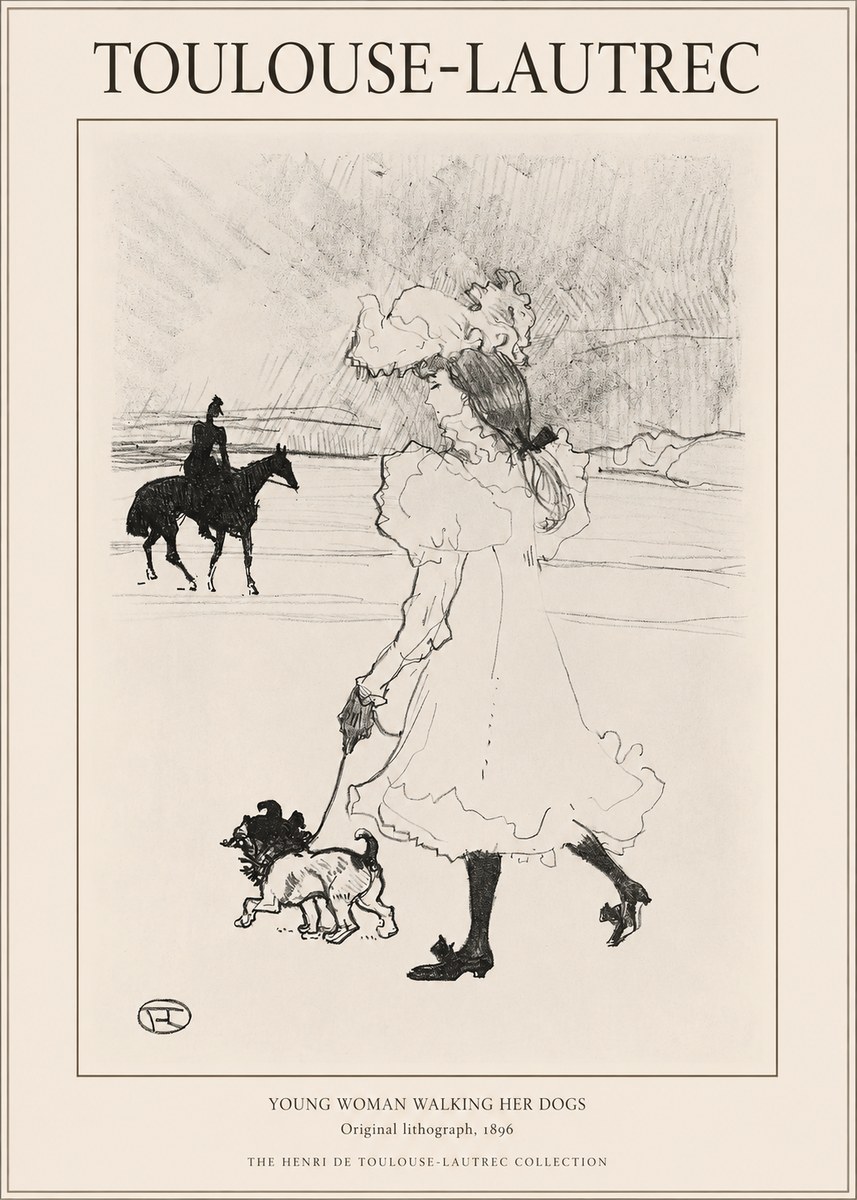 Toulouse-Lautrec Young Woman Walking Her Dogs No1 - Plakát