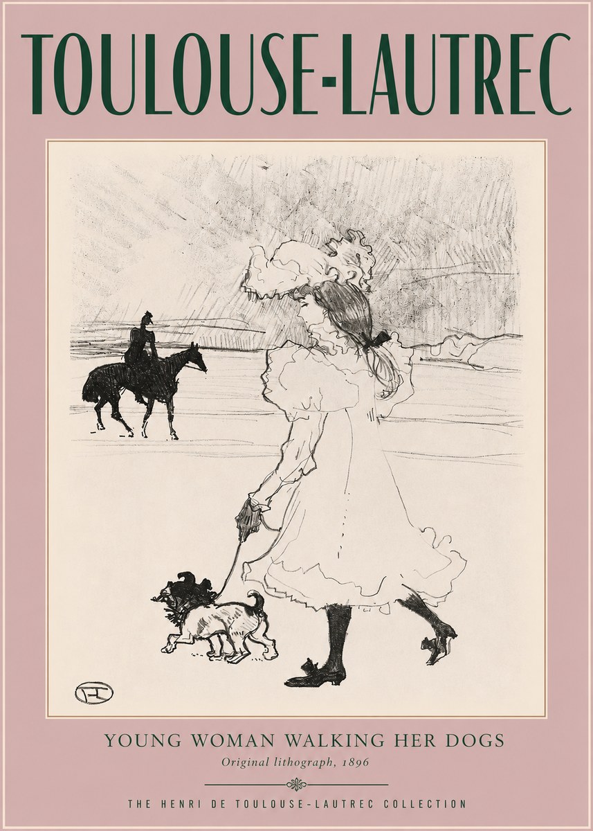 Toulouse-Lautrec Young Woman Walking Her Dogs No2 - Plakát