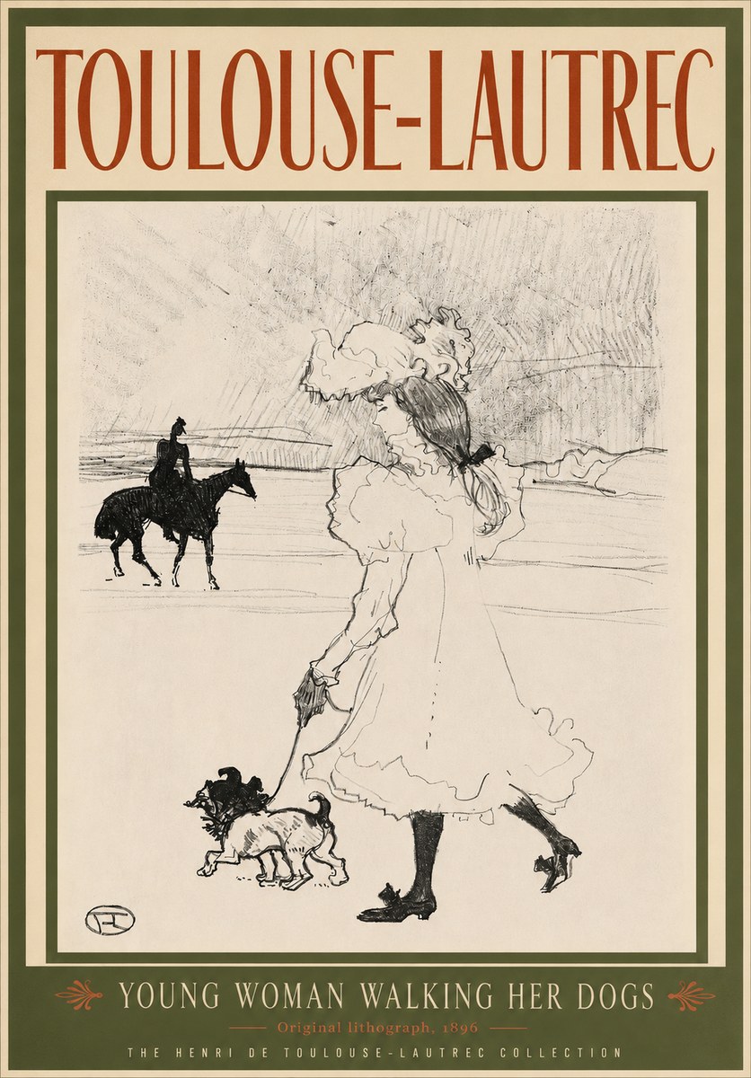 Toulouse-Lautrec Young Woman Walking Her Dogs No3 - Plakát