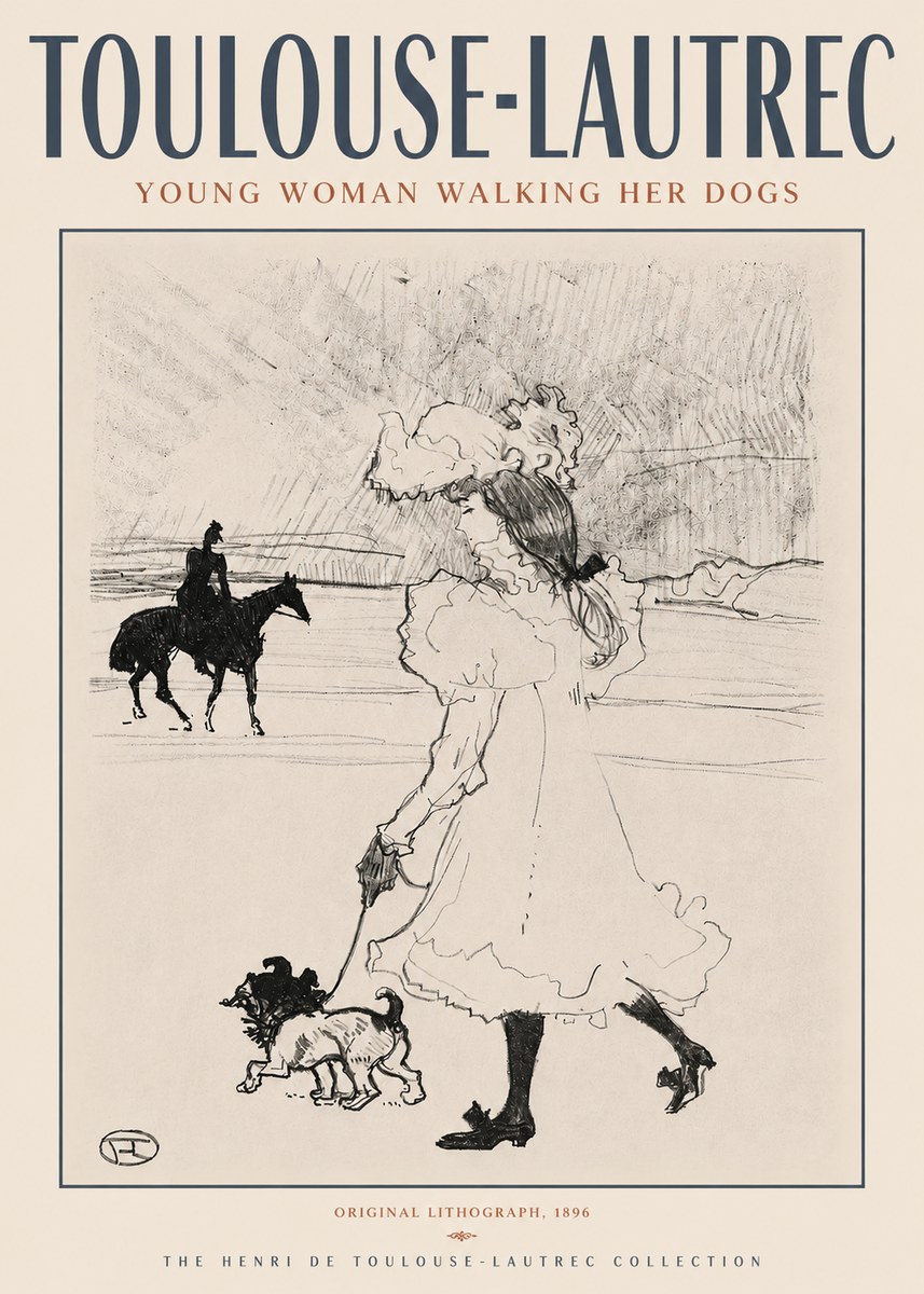 Toulouse-Lautrec Young Woman Walking Her Dogs No4 - Plakát