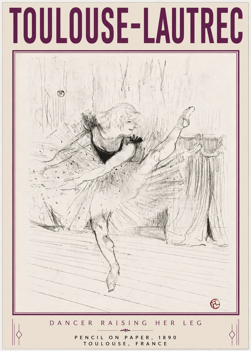 Toulouse-Lautrec Dancer Raising Her Leg No4 - Plakát