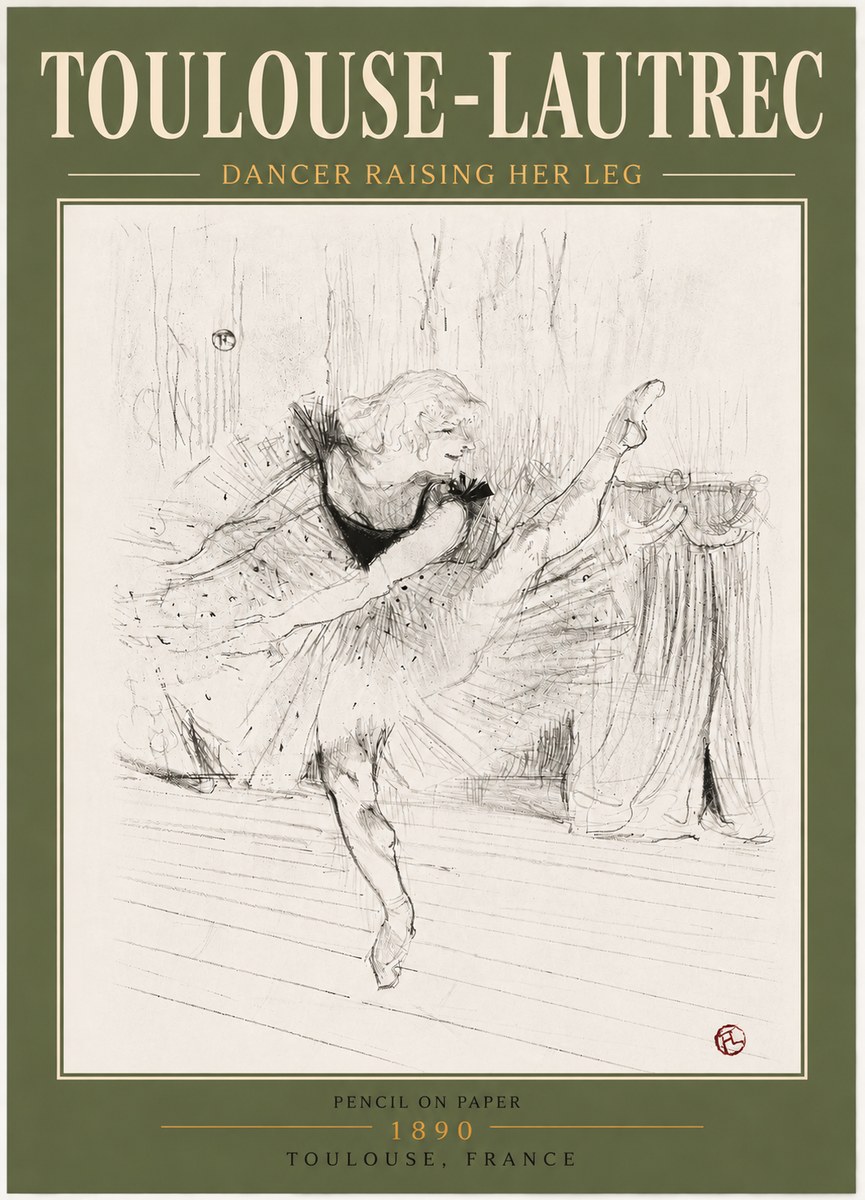 Toulouse-Lautrec Dancer Raising Her Leg No5 - Plakát