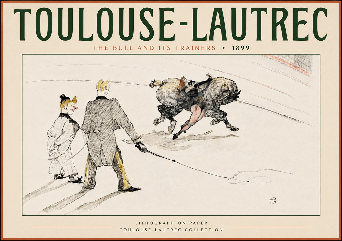 Toulouse-Lautrec The Bull and Its Trainers No4 - Plakát