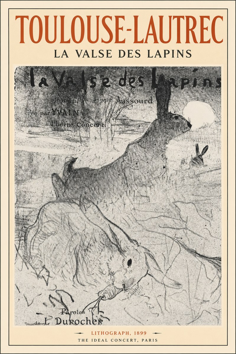 Toulouse-Lautrec La Valse Des Lapins No2 - Plakát