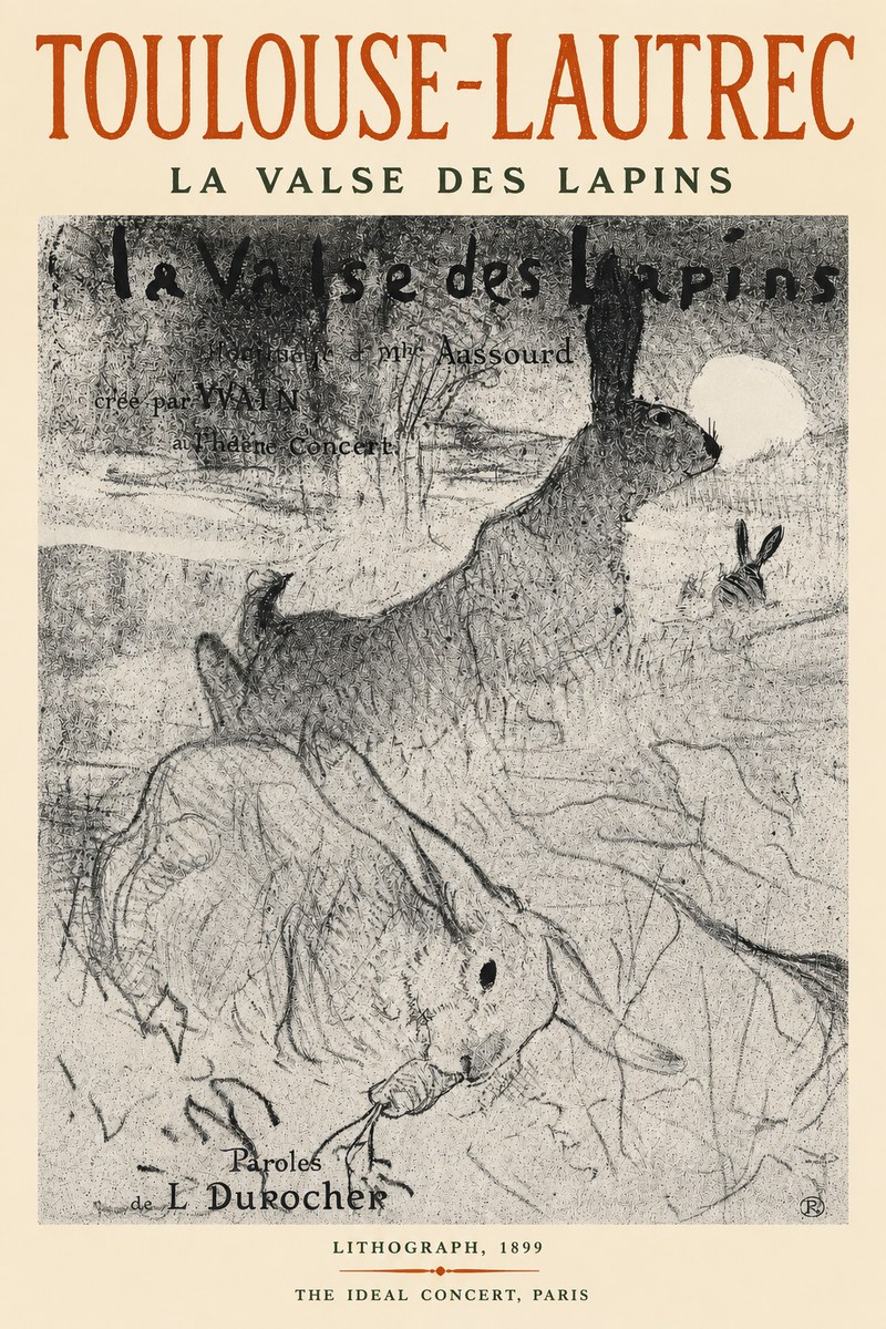 Toulouse-Lautrec La Valse Des Lapins No3 - Plakát