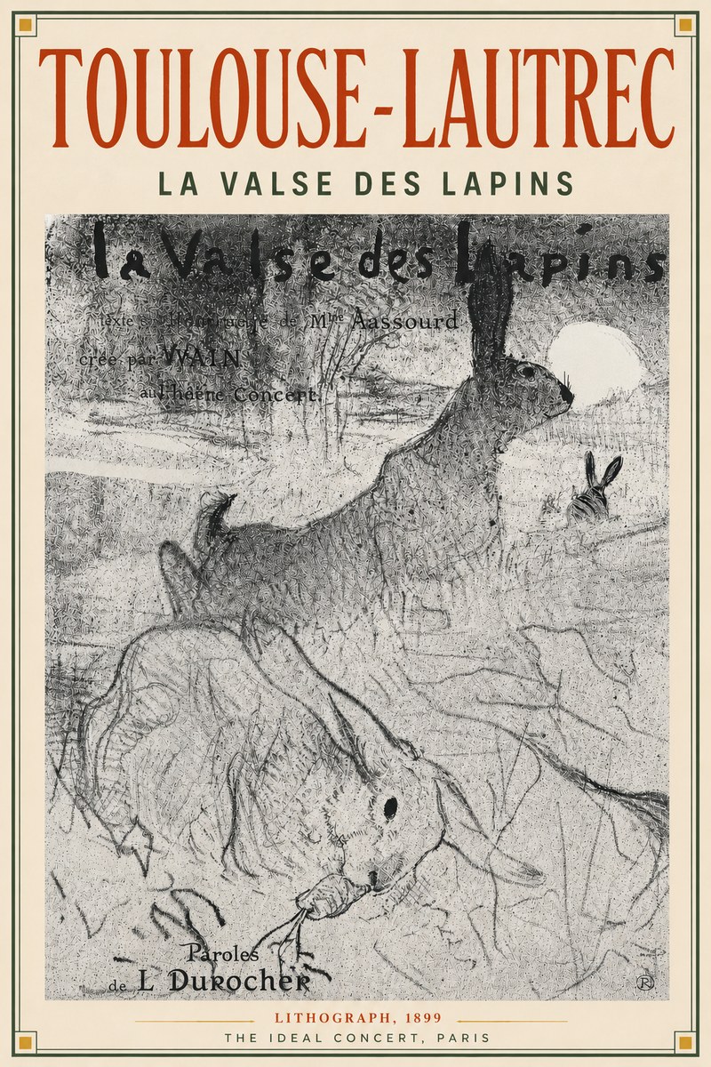 Toulouse-Lautrec La Valse Des Lapins No4 - Plakát