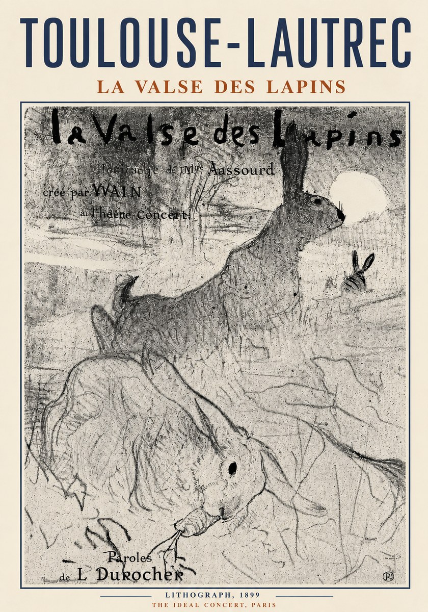 Toulouse-Lautrec La Valse Des Lapins No5 - Plakát