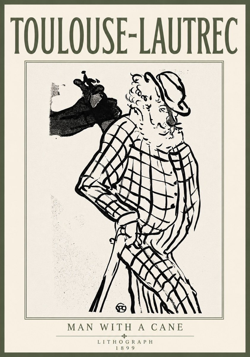 Toulouse-Lautrec Man with a Cane No6 - Plakát