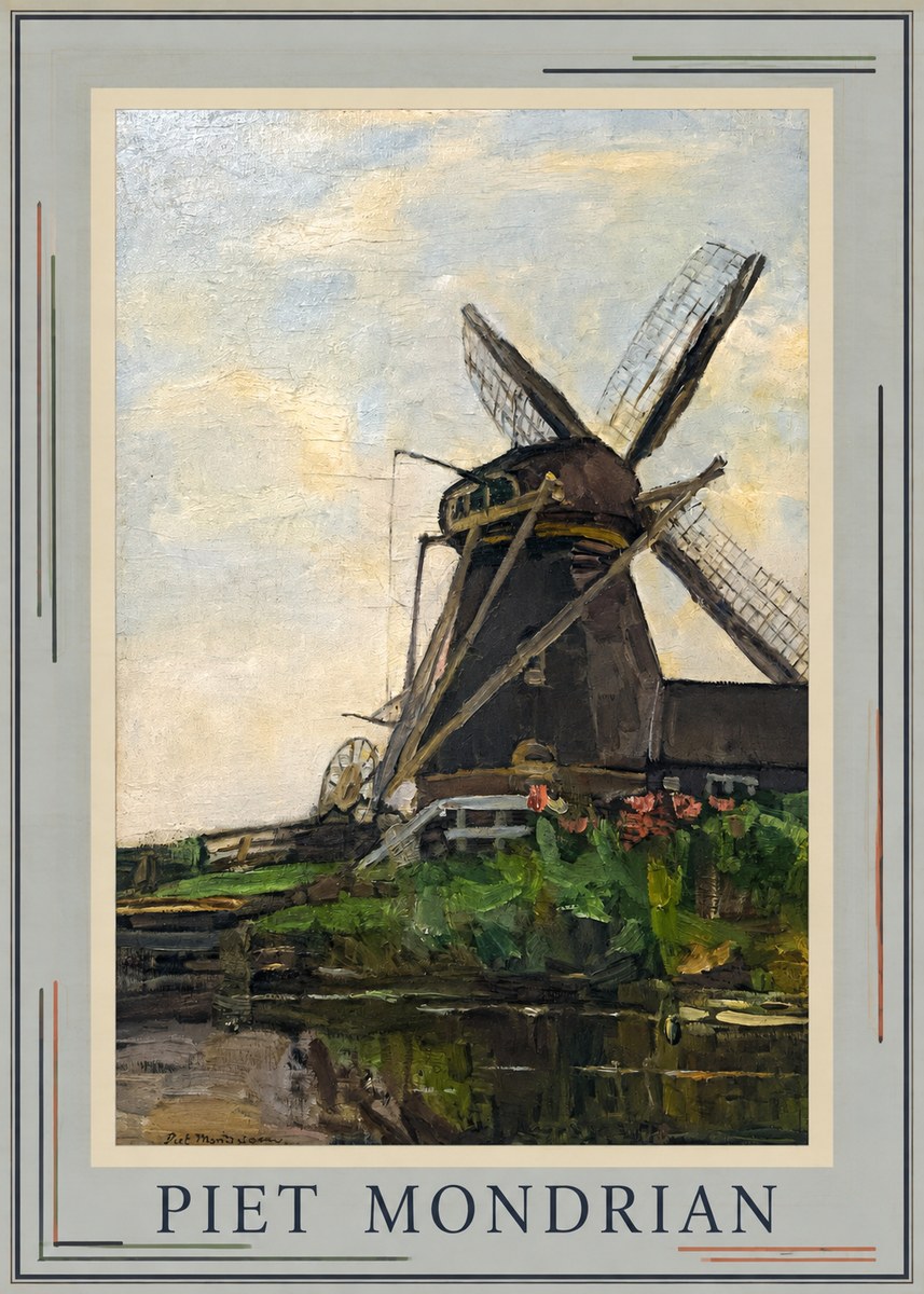 Piet Mondrian Windmill by the Water I No1 - Plakát