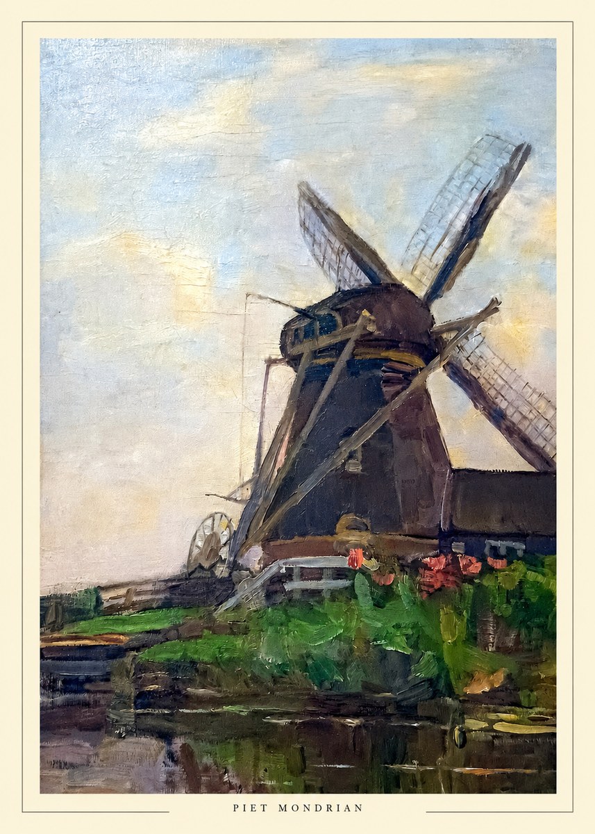Piet Mondrian Windmill by the Water I No6 - Plakát