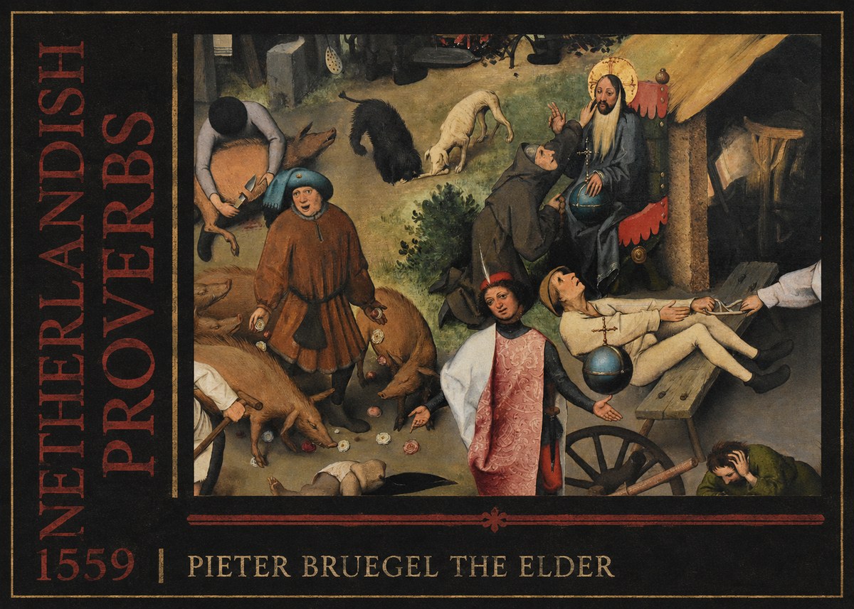 Pieter Bruegel Netherlandish Proverbs IV No4 - Plakát