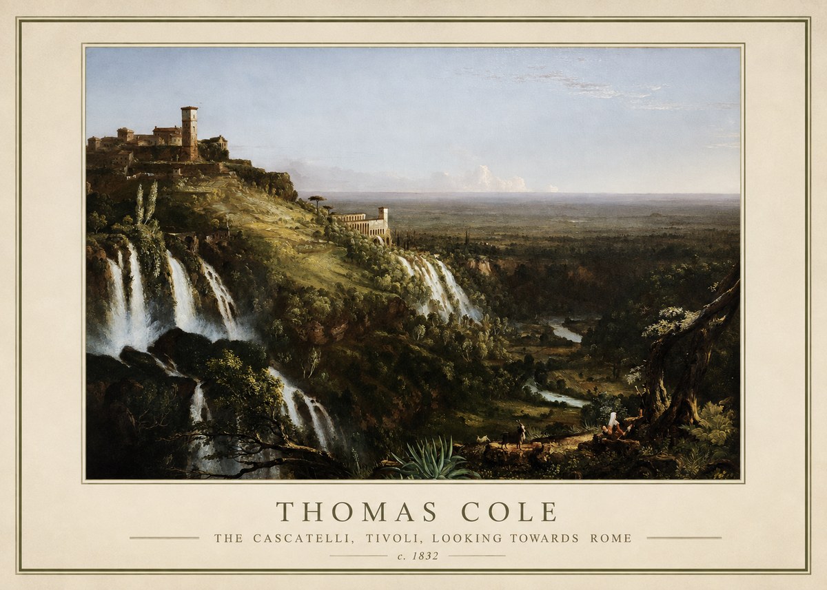 Thomas Cole The Cascatelli, Tivoli, Looking Towards Rome No2 - Plakát