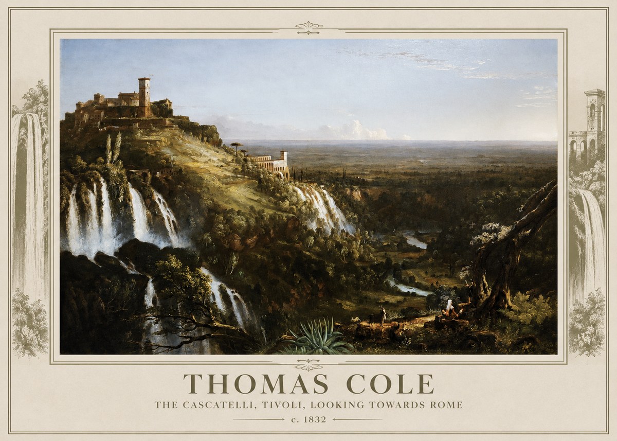 Thomas Cole The Cascatelli, Tivoli, Looking Towards Rome No3 - Plakát
