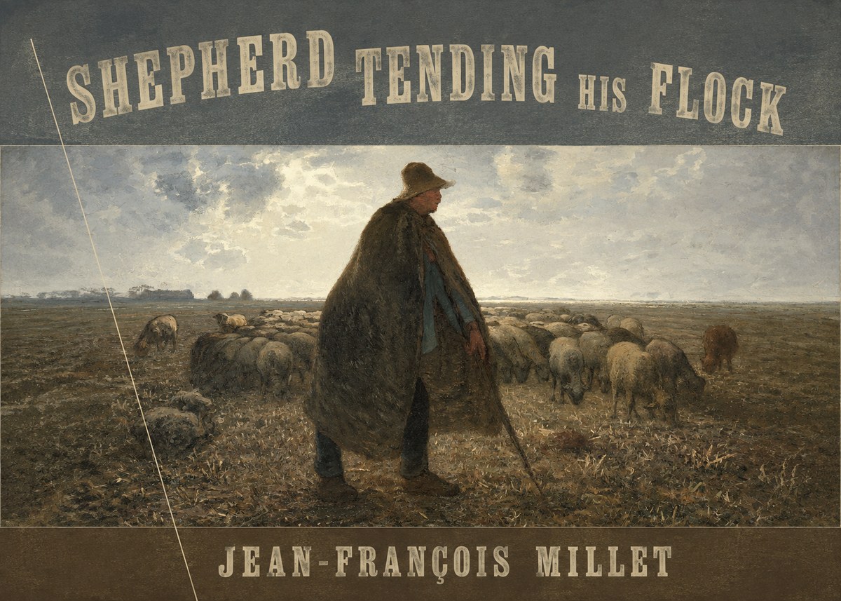 Jean-François Millet Shepherd Tending His Flock No6 - Plakát