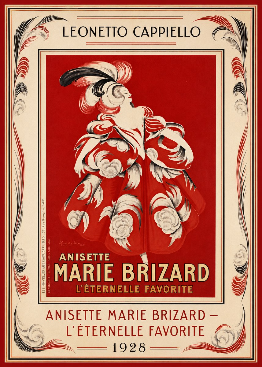 Leonetto Cappiello Ansette Marie Brizard - L'éternelle Favorite No1 - Plakát