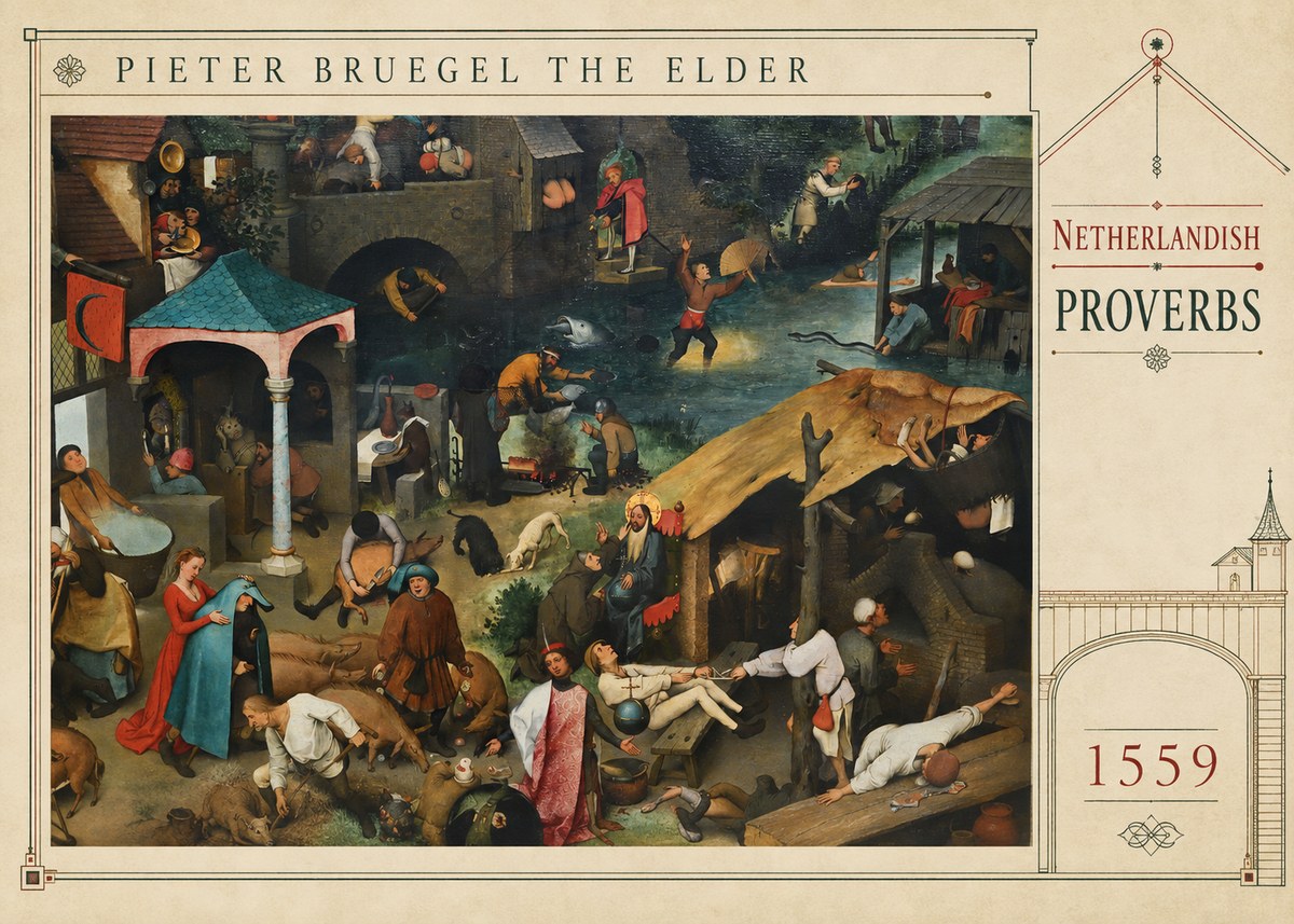 Pieter Bruegel Netherlandish Proverbs V No3 - Plakát