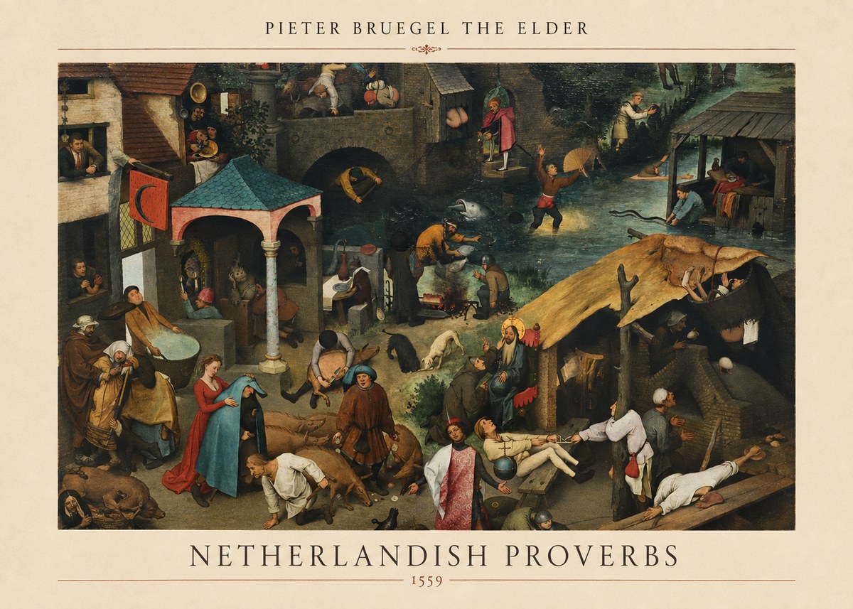 Pieter Bruegel Netherlandish Proverbs V No5 - Plakát