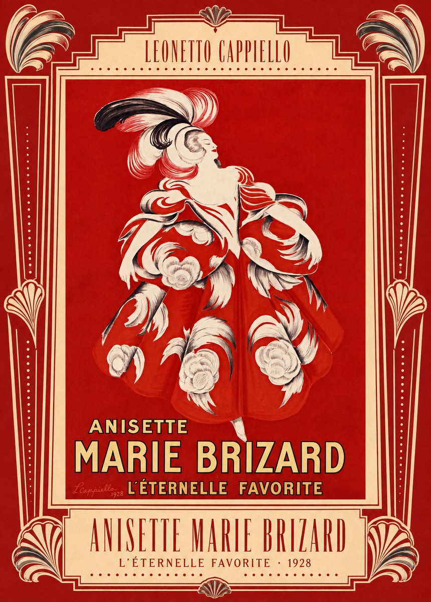 Leonetto Cappiello Anisette Marie Brizard - L'éternelle Favorite No4 - Plakát