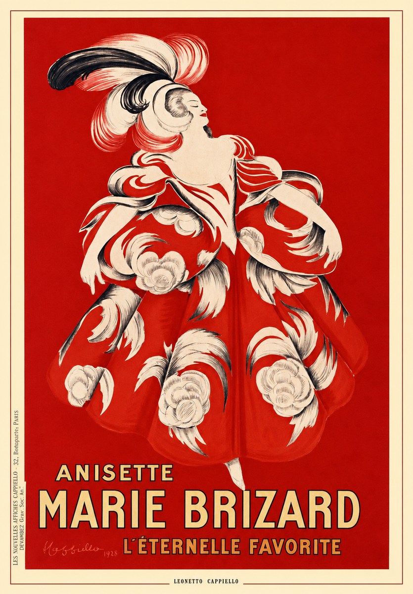 Leonetto Cappiello Anisette Marie Brizard - L'éternelle Favorite No5 - Plakát
