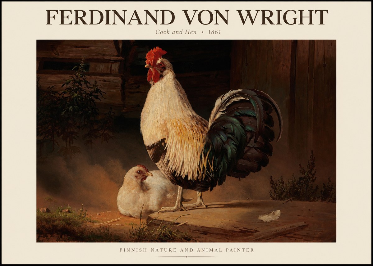 Ferdinand von Wright Cock and Hen No1 - Plakát