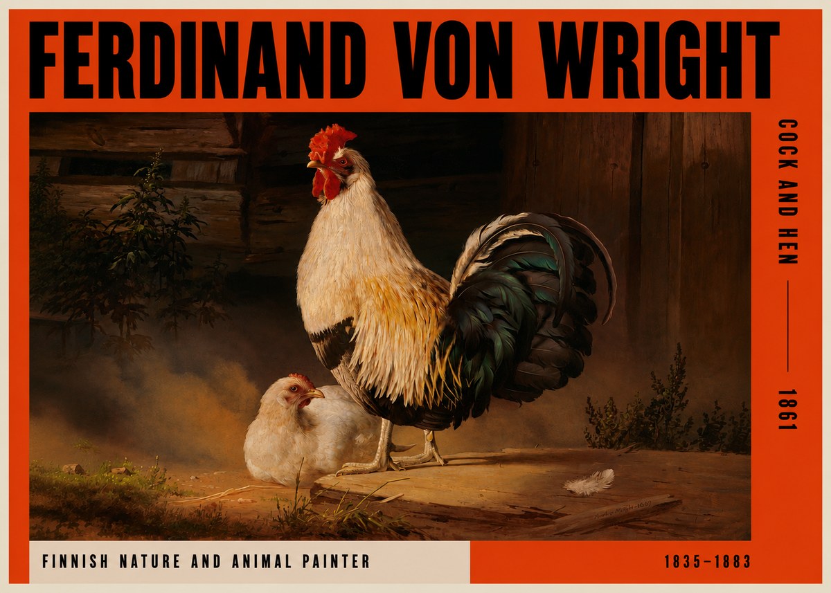 Ferdinand von Wright Cock and Hen No2 - Plakát