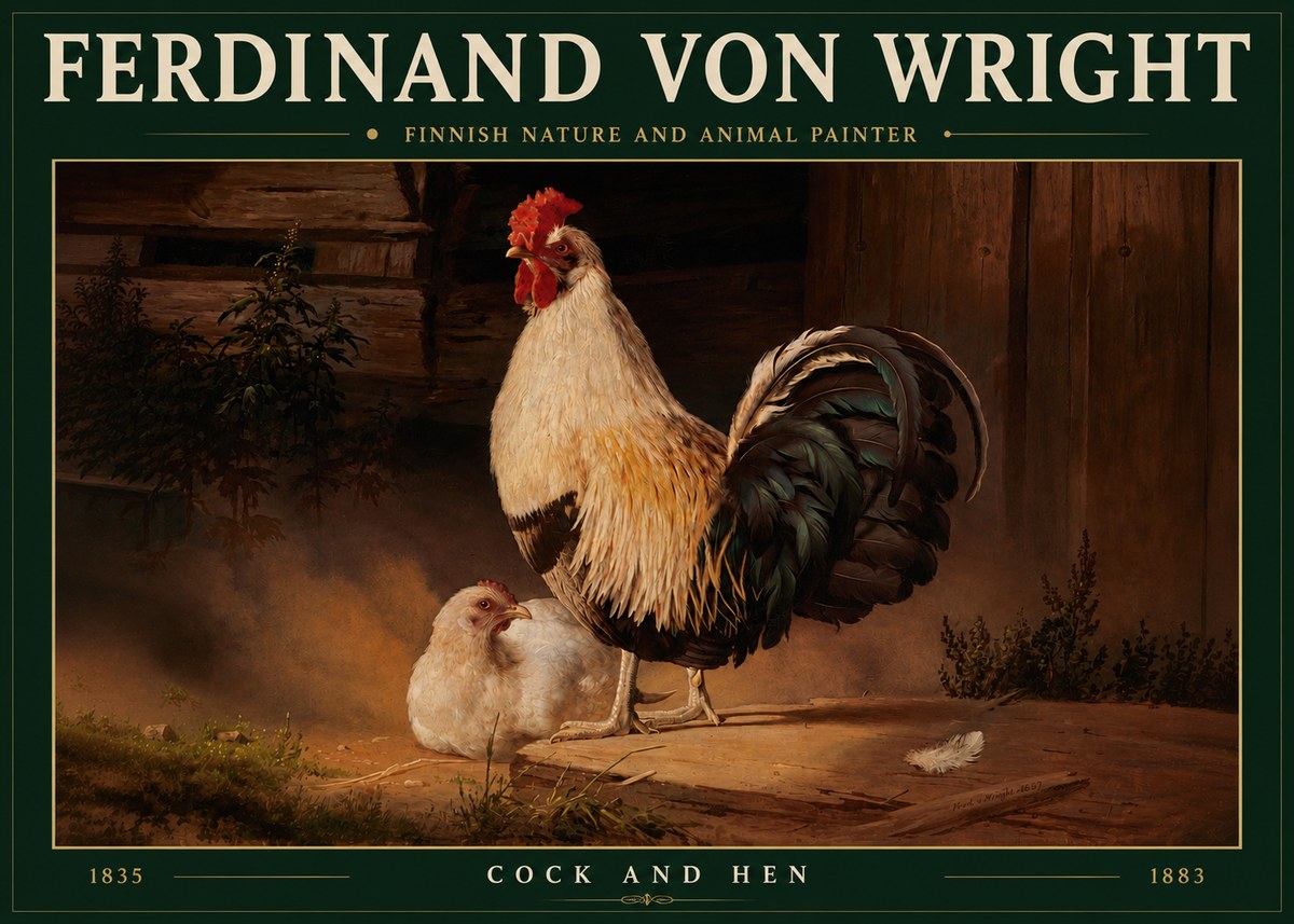 Ferdinand von Wright Cock and Hen No3 - Plakát