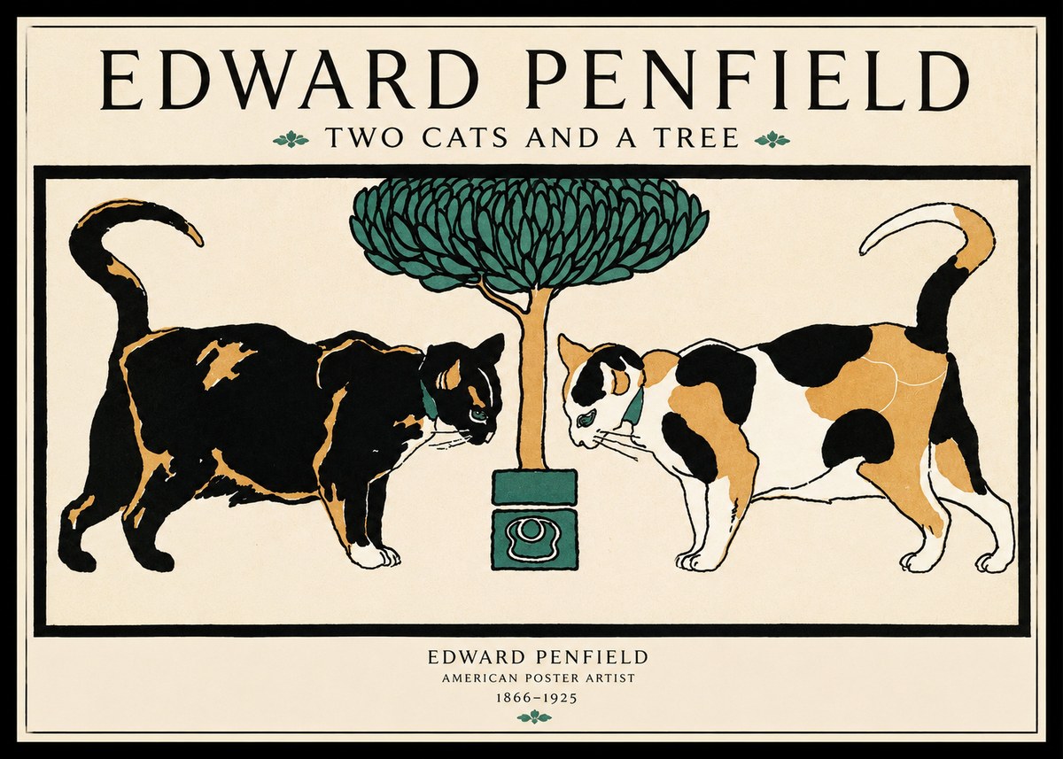 Edward Penfield Two Cats and a Tree No1 - Plakát