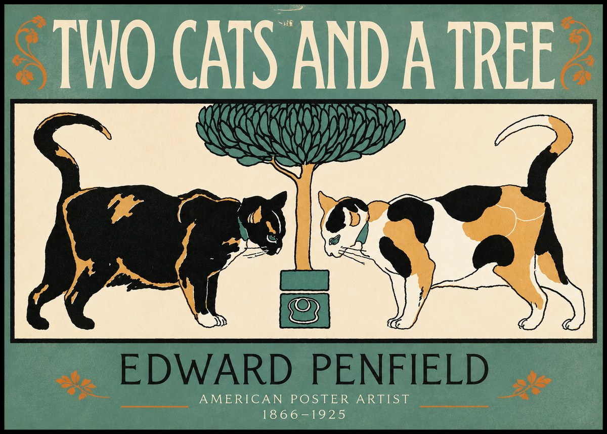 Edward Penfield Two Cats and a Tree No3 - Plakát