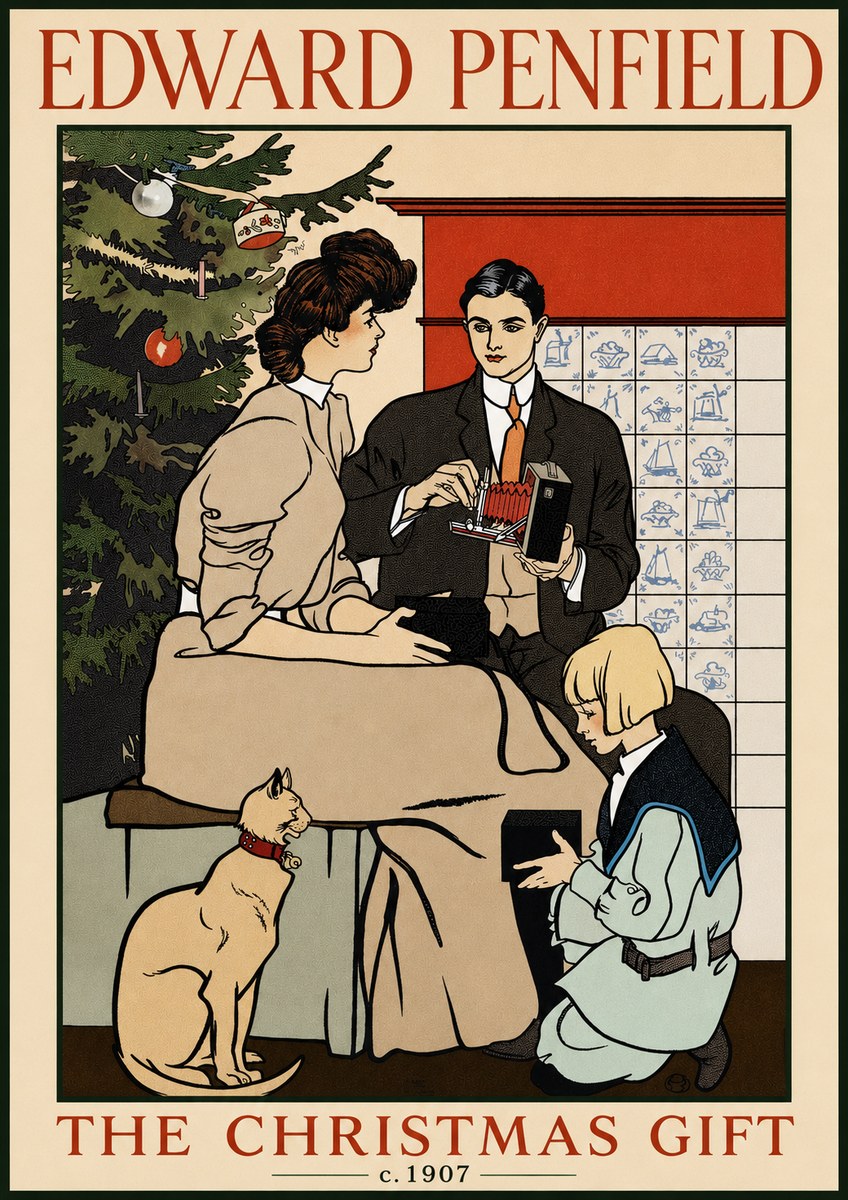 Edward Penfield The Christmas Gift No3 - Plakát