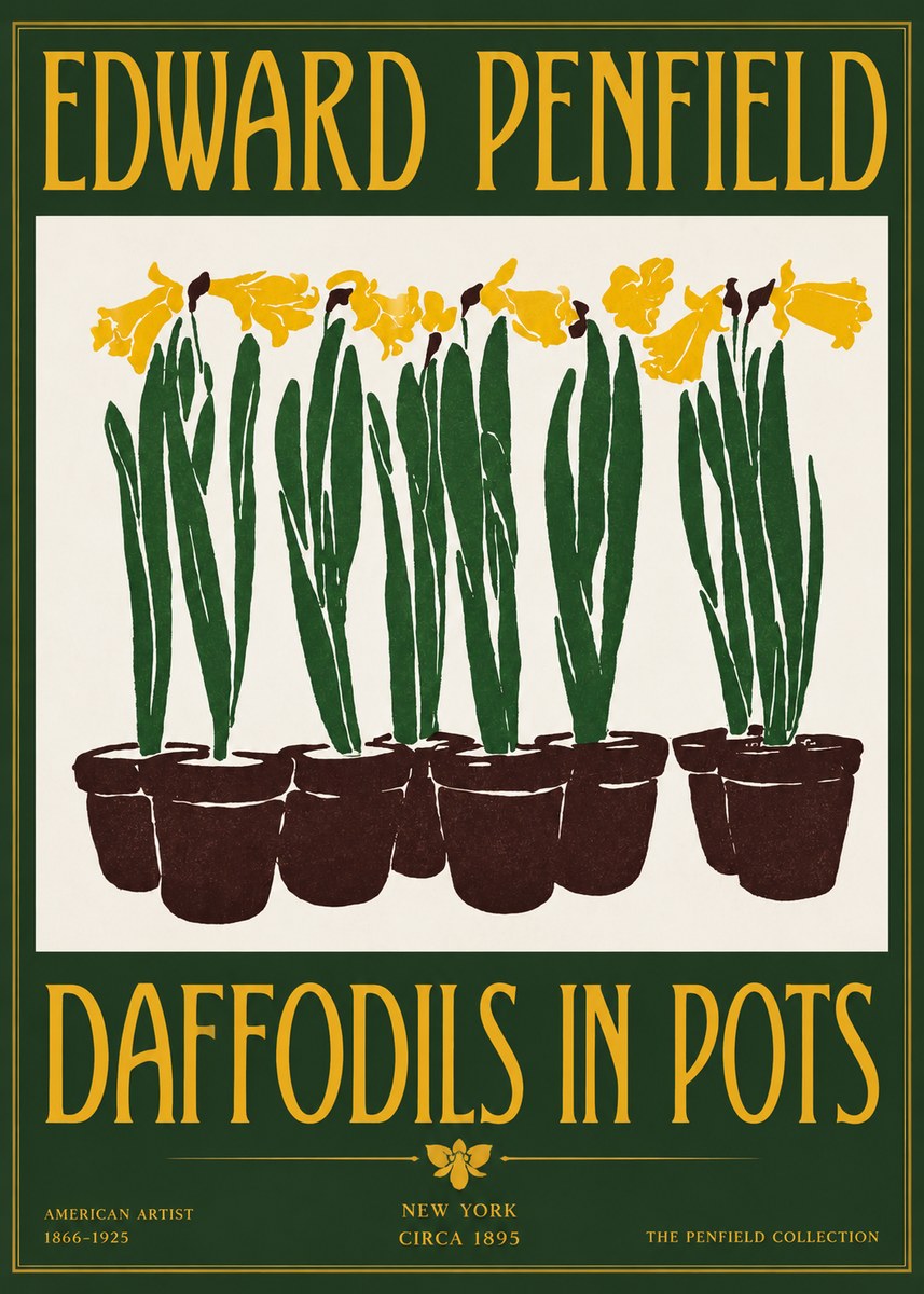 Edward Penfield Daffodils in Pots No2 - Plakát
