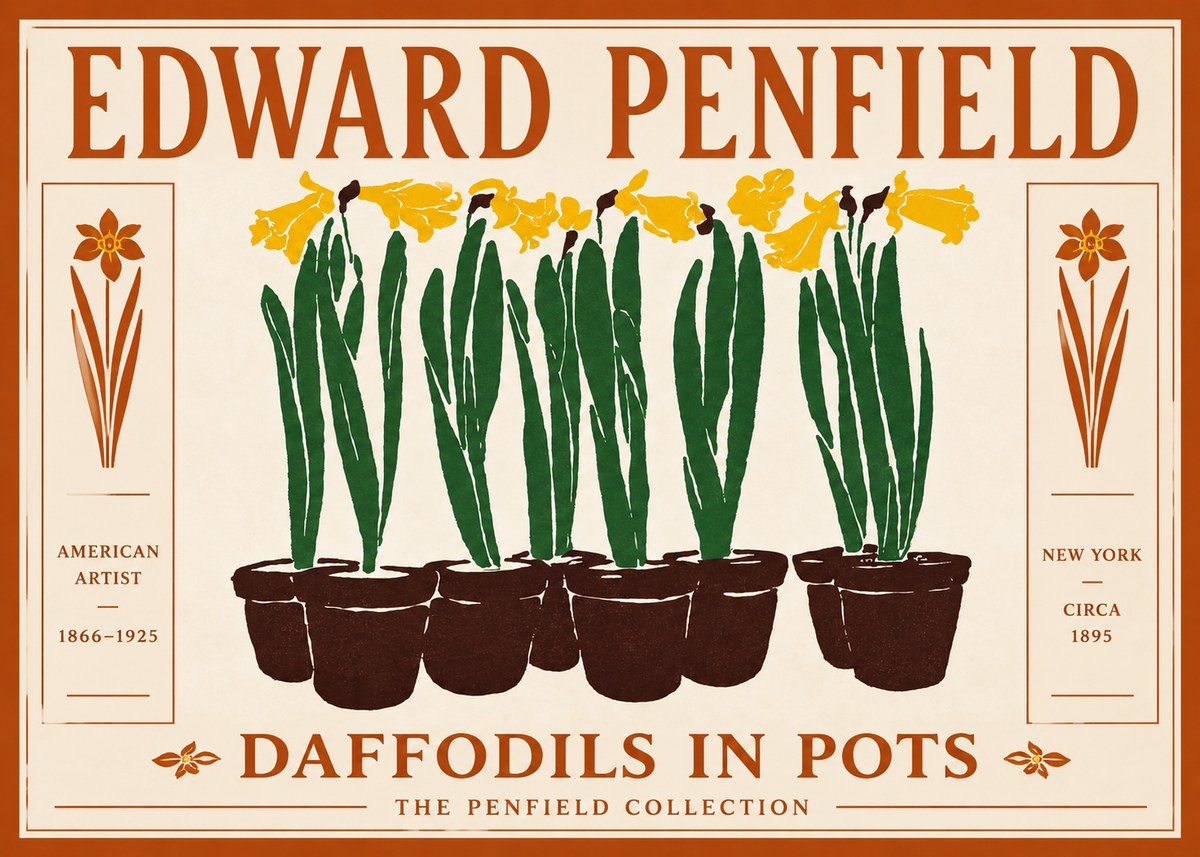 Edward Penfield Daffodils in Pots No5 - Plakát