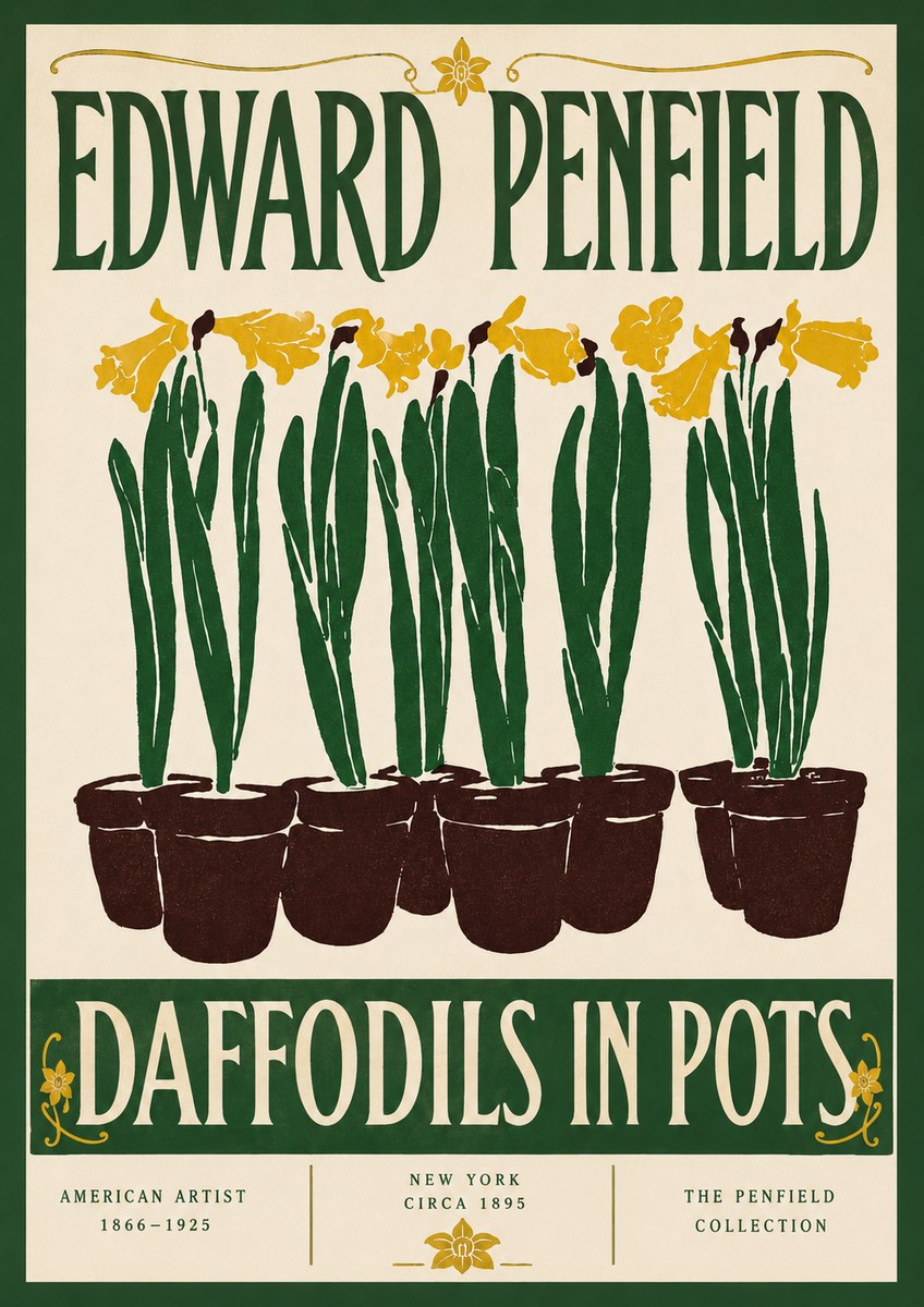 Edward Penfield Daffodils in Pots No6 - Plakát