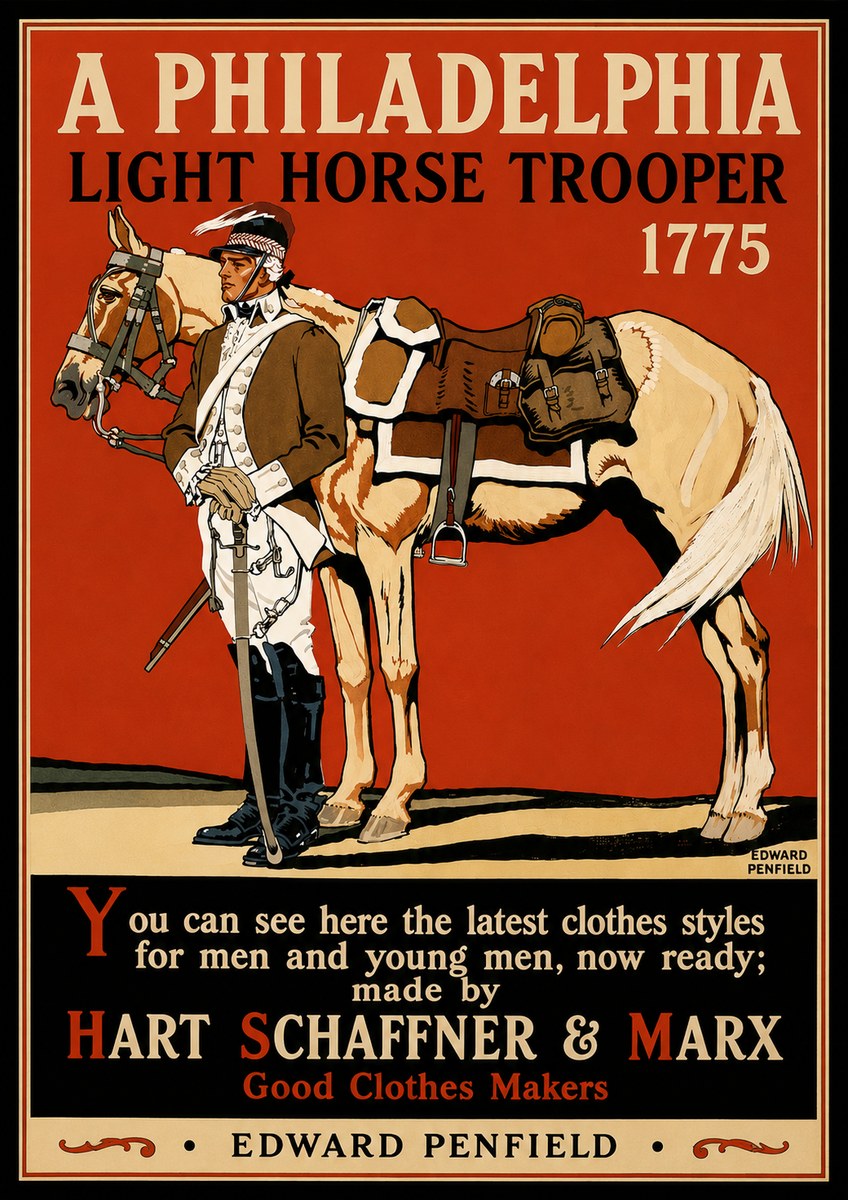 Edward Penfield A Philadelphia Light Horse Trooper 1775 No4 - Plakát